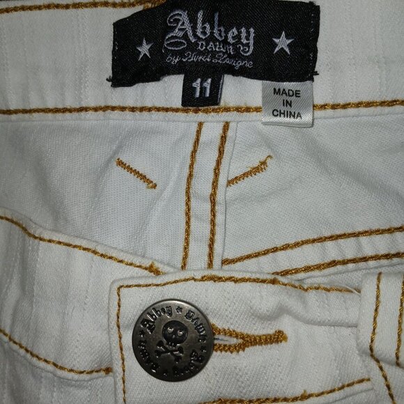 ABBEY DAWN STAR POCKET EMO SKATE JEAN, CREAM COLOR, SIZE 11 - Picture 6 of 8